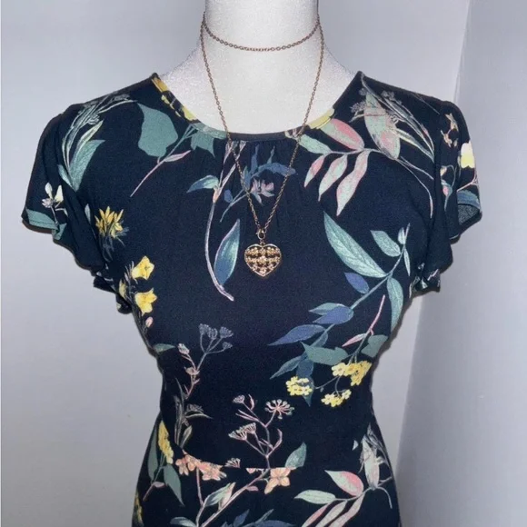 Banana Republic Navy Floral Midi Dress - Picture 3 of 8
